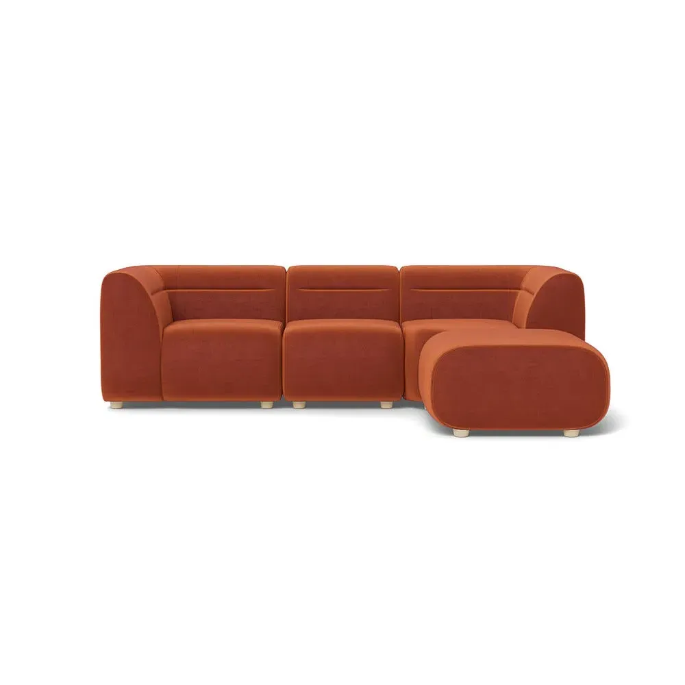 L-Shaped Corner Sofa Compact - Brown, Velvet image