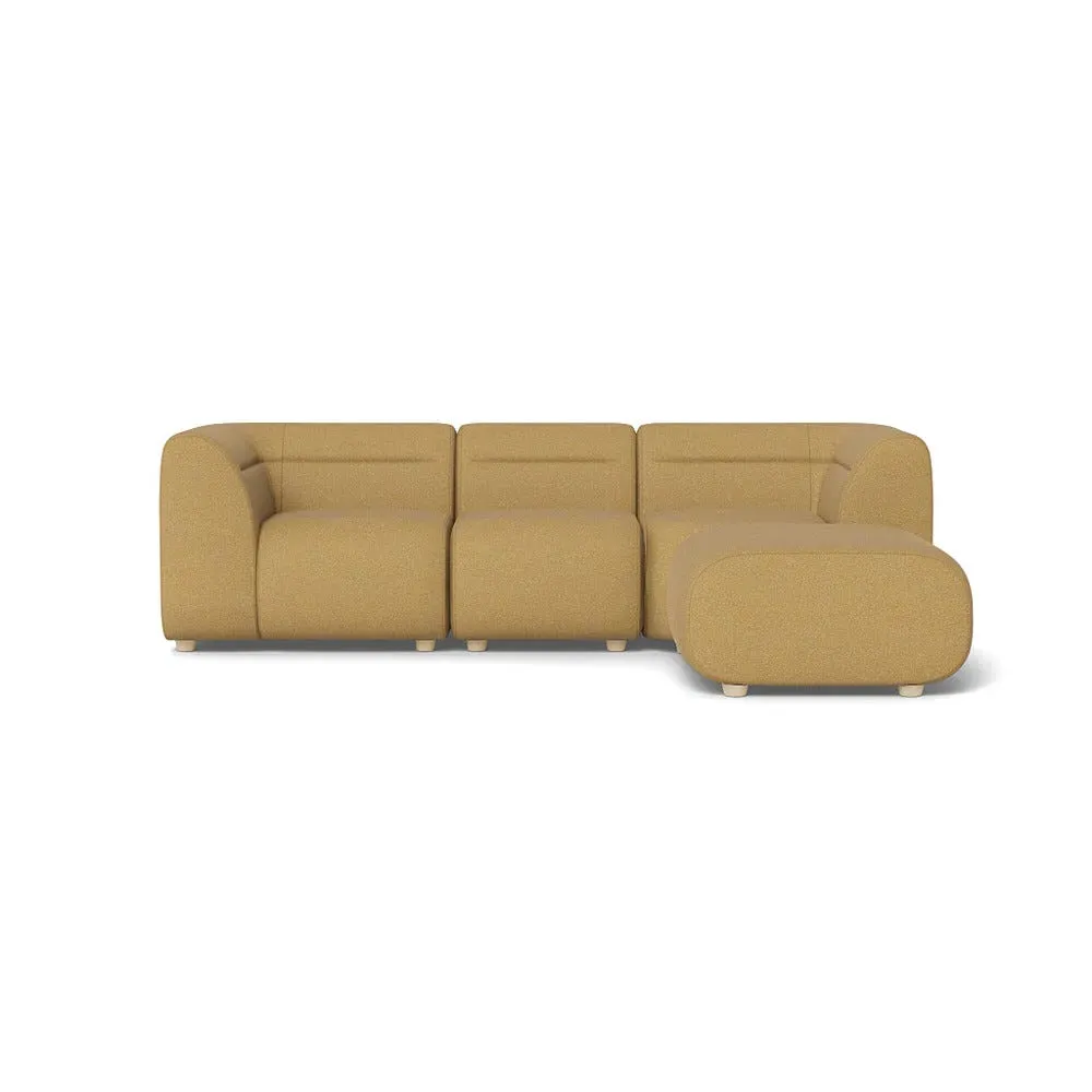 L-Shaped Corner Sofa Compact - Yellow, Boucle