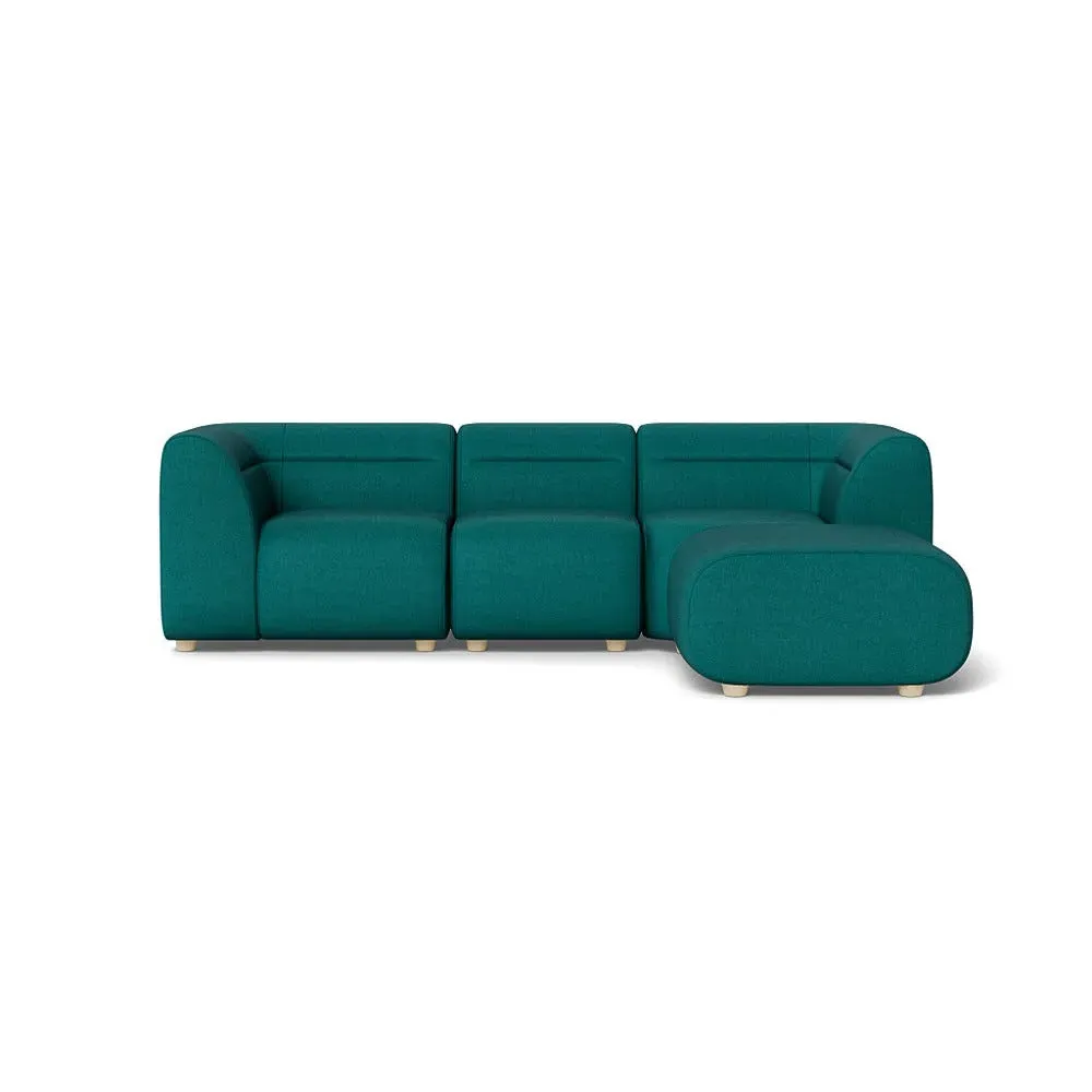 L-Shaped Corner Sofa - Green, Cotton image