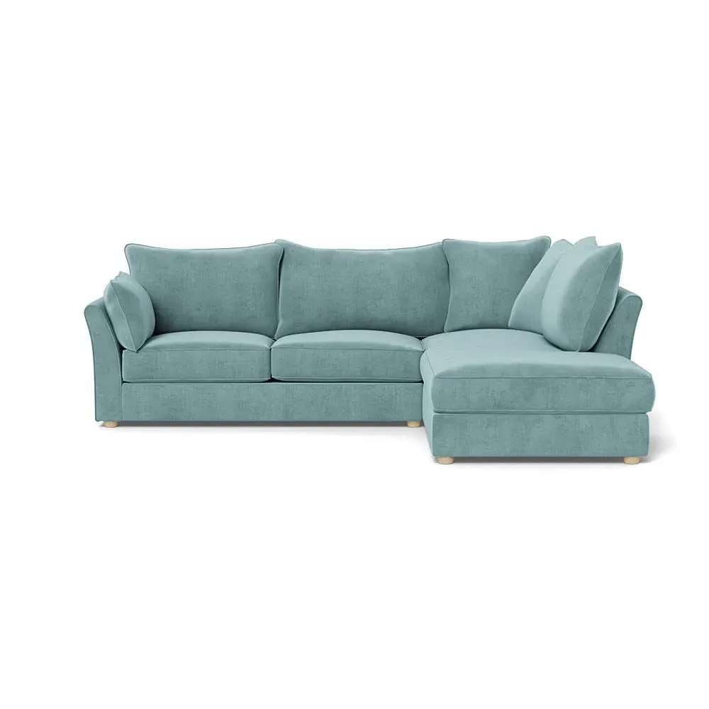 L-Shaped Corner Sofa Left Facing - Blue, Velvet image