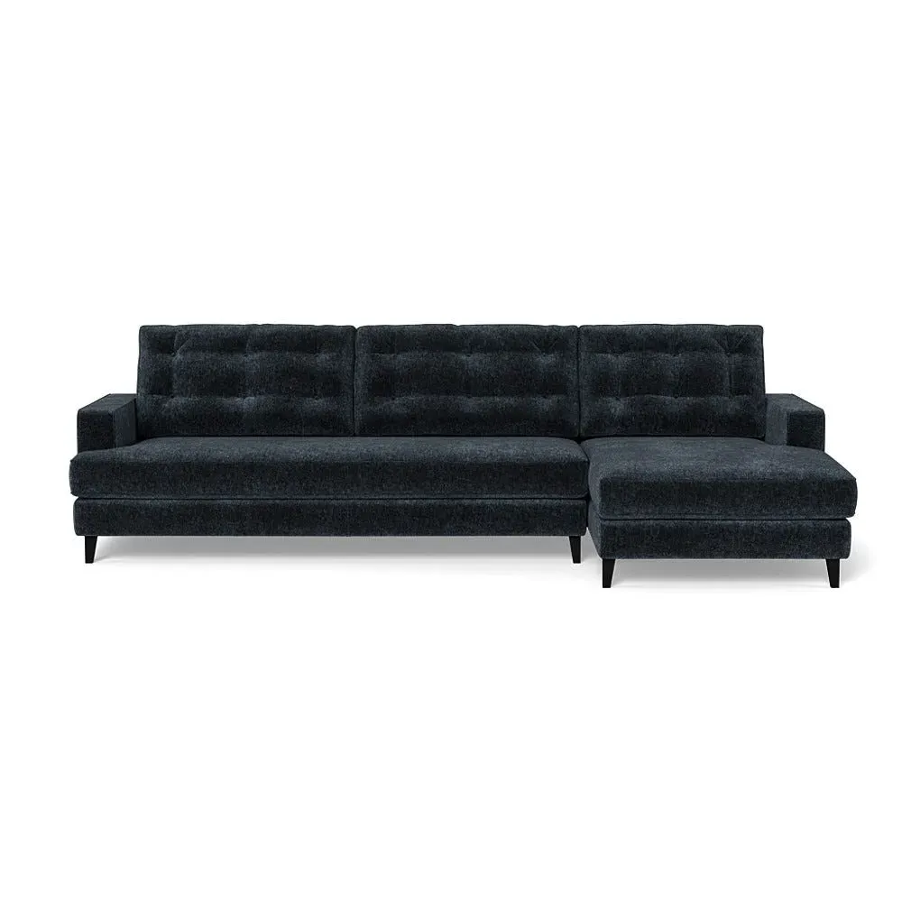 L-Shaped Corner Sofa with Chaise - Blue, Boucle