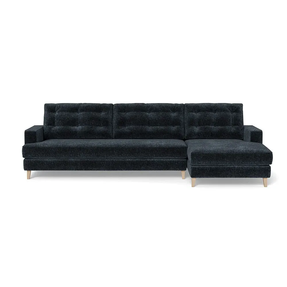 L-Shaped Corner Sofa with Chaise - Blue, Boucle