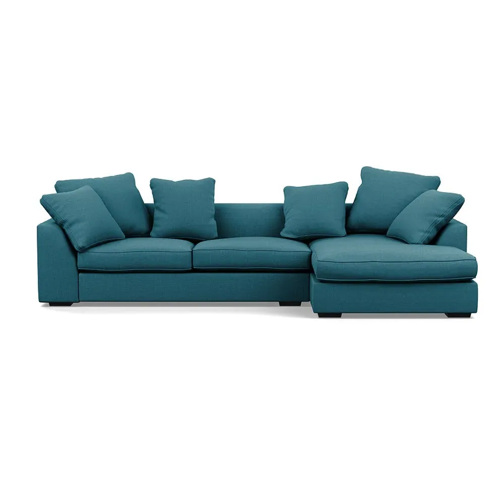 L-Shaped Corner Sofa with Chaise - Blue, Cotton image