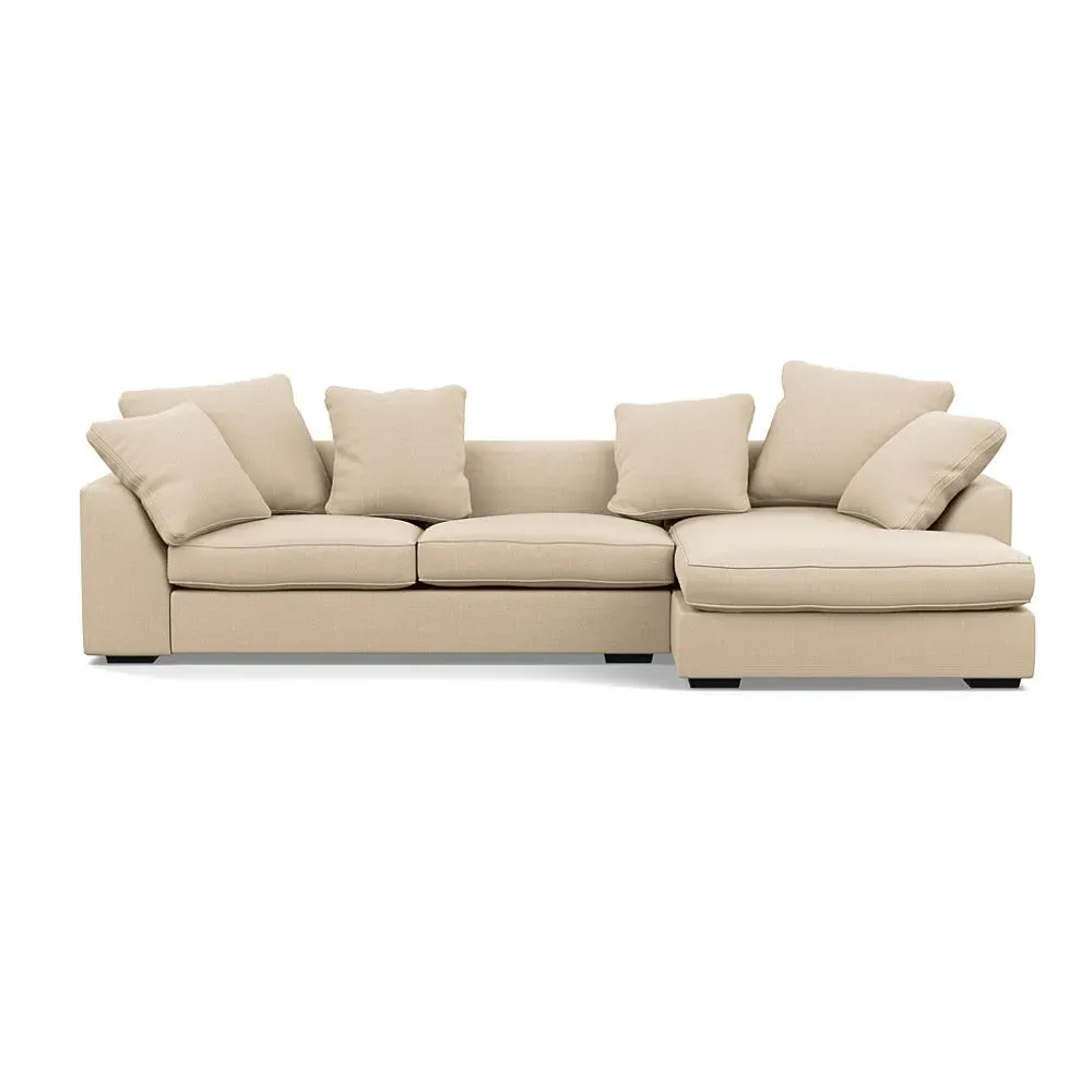 L-Shaped Corner Sofa with Chaise - Cream, Cotton