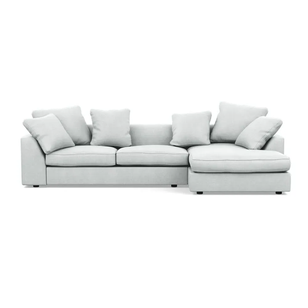 L-Shaped Corner Sofa with Chaise - Grey, Fabric