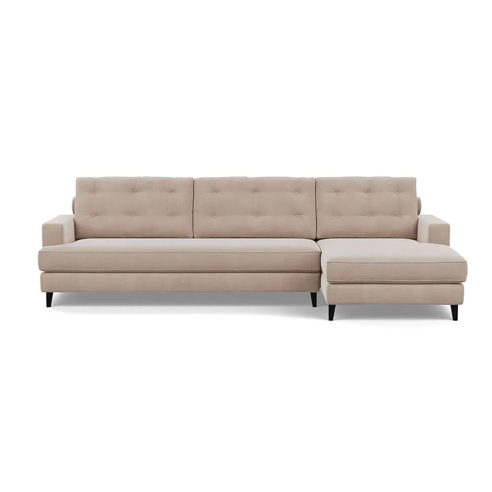 L-Shaped Corner Sofa with Chaise - Grey, Velvet
