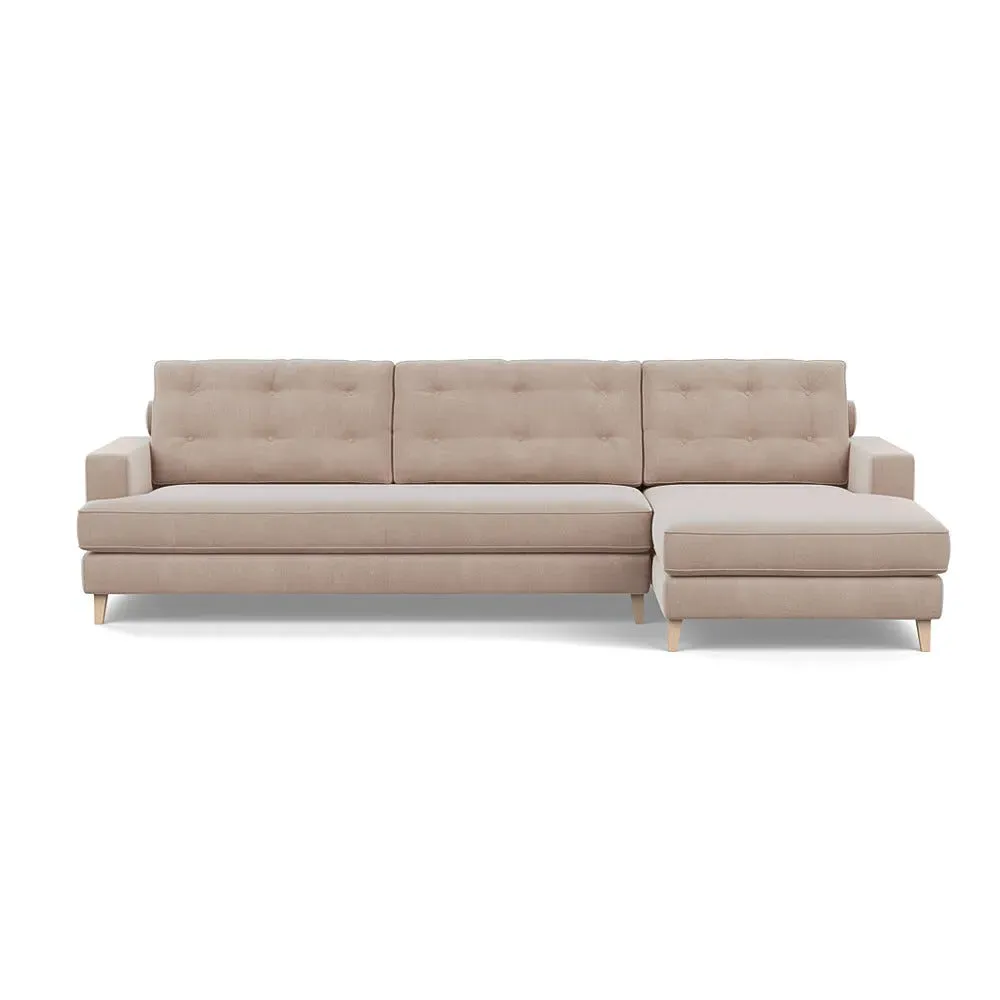 L-Shaped Corner Sofa with Chaise - Grey, Velvet