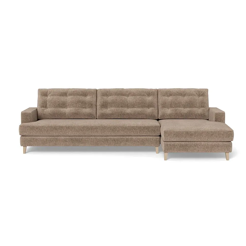 L-Shaped Corner Sofa with Chaise - Natural, Boucle