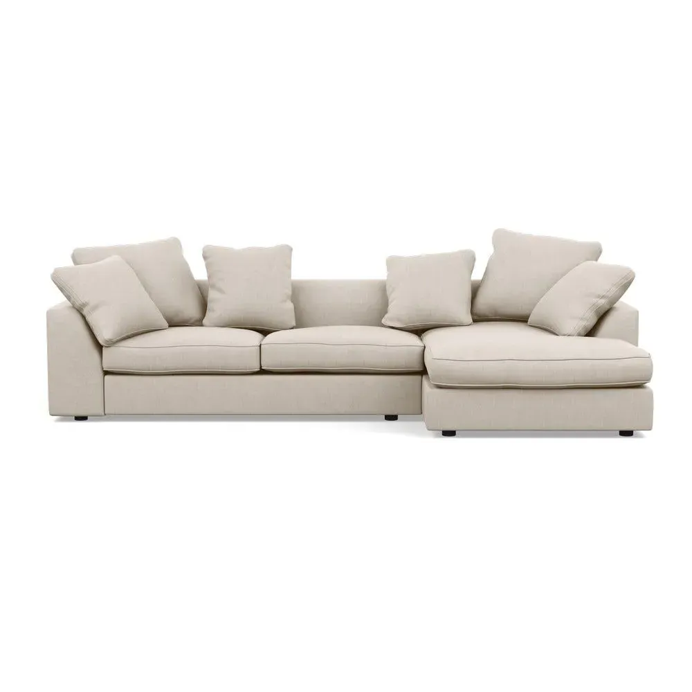 L-Shaped Corner Sofa with Chaise - Natural, Cotton