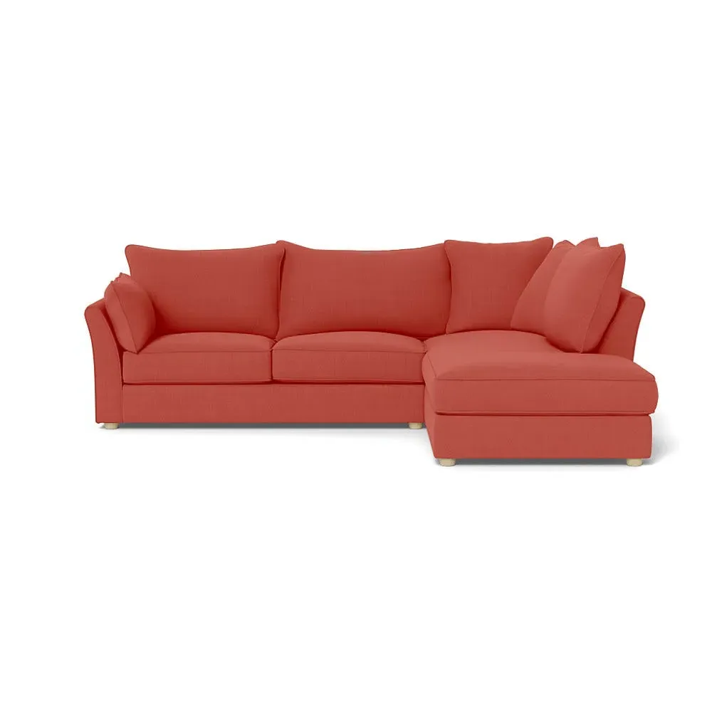 L-Shaped Corner Sofa with Chaise - Red, Linen