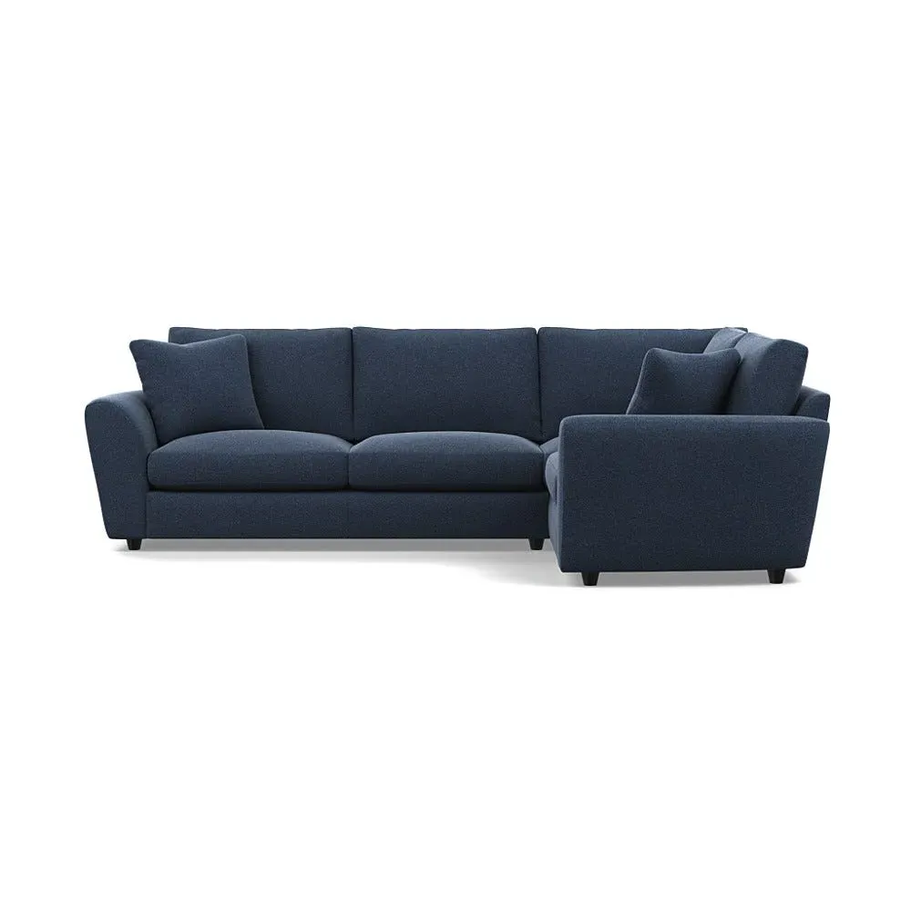 L-Shaped Corner Sofa with Curved Arms - Blue, Boucle