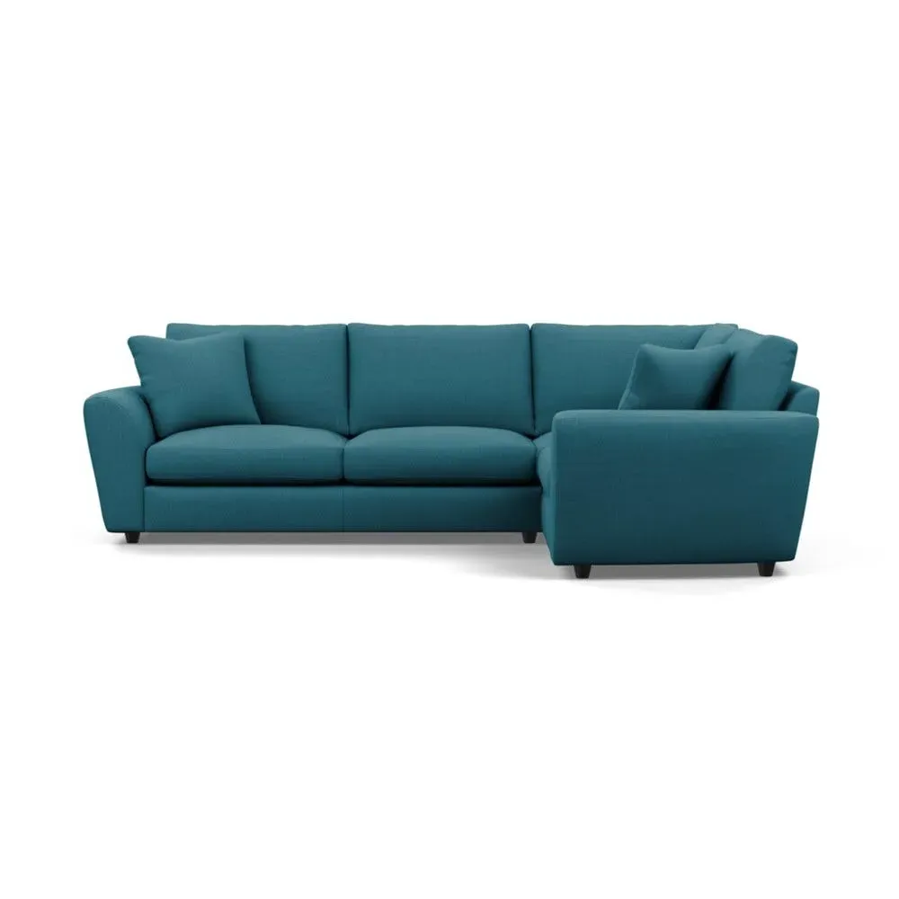 L-Shaped Corner Sofa with Curved Arms - Blue, Cotton image