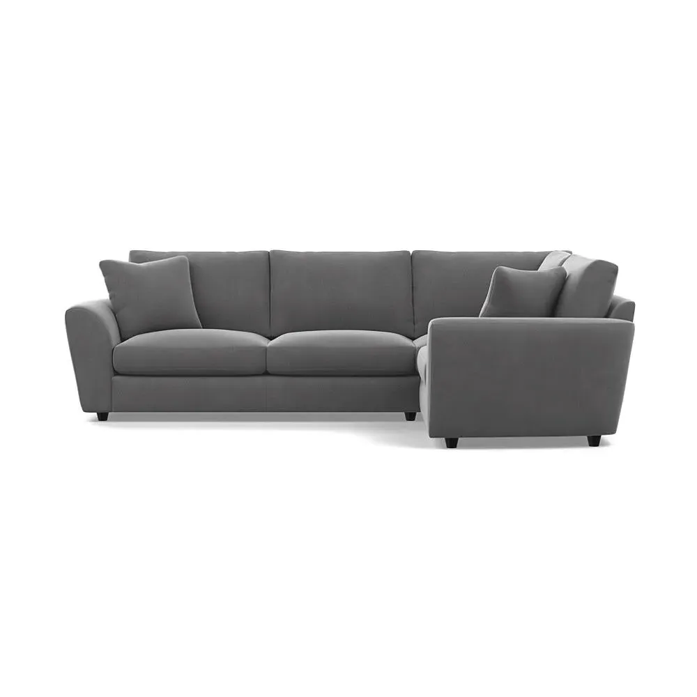 L-Shaped Corner Sofa with Curved Arms - Brown, Velvet