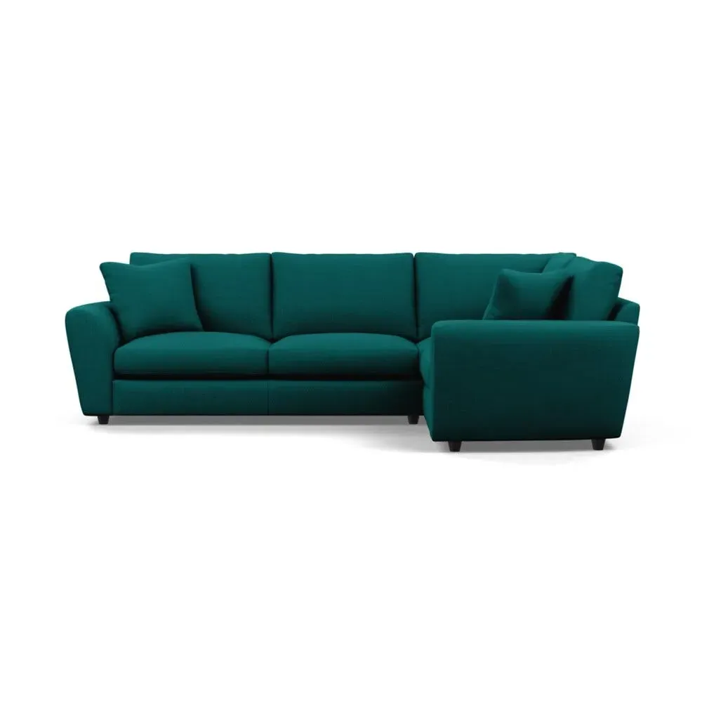 L-Shaped Corner Sofa with Curved Arms - Green, Cotton