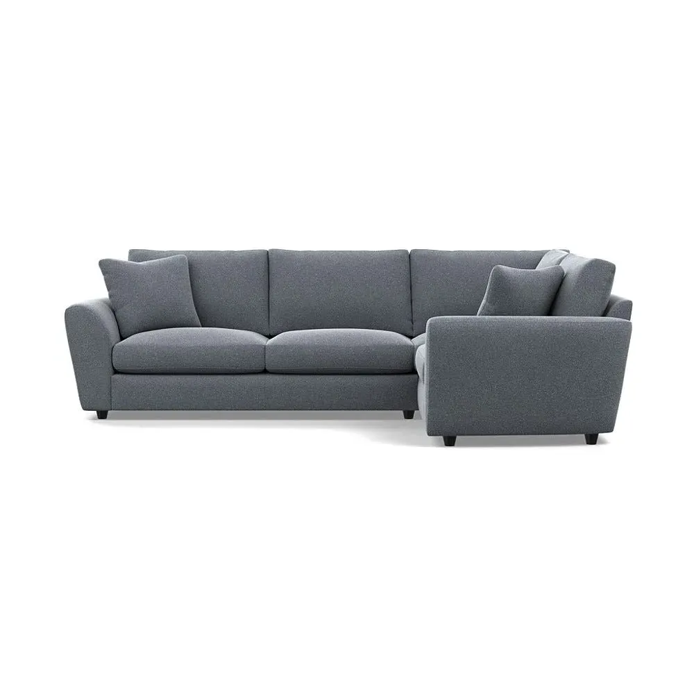 L-Shaped Corner Sofa with Curved Arms - Grey, Boucle