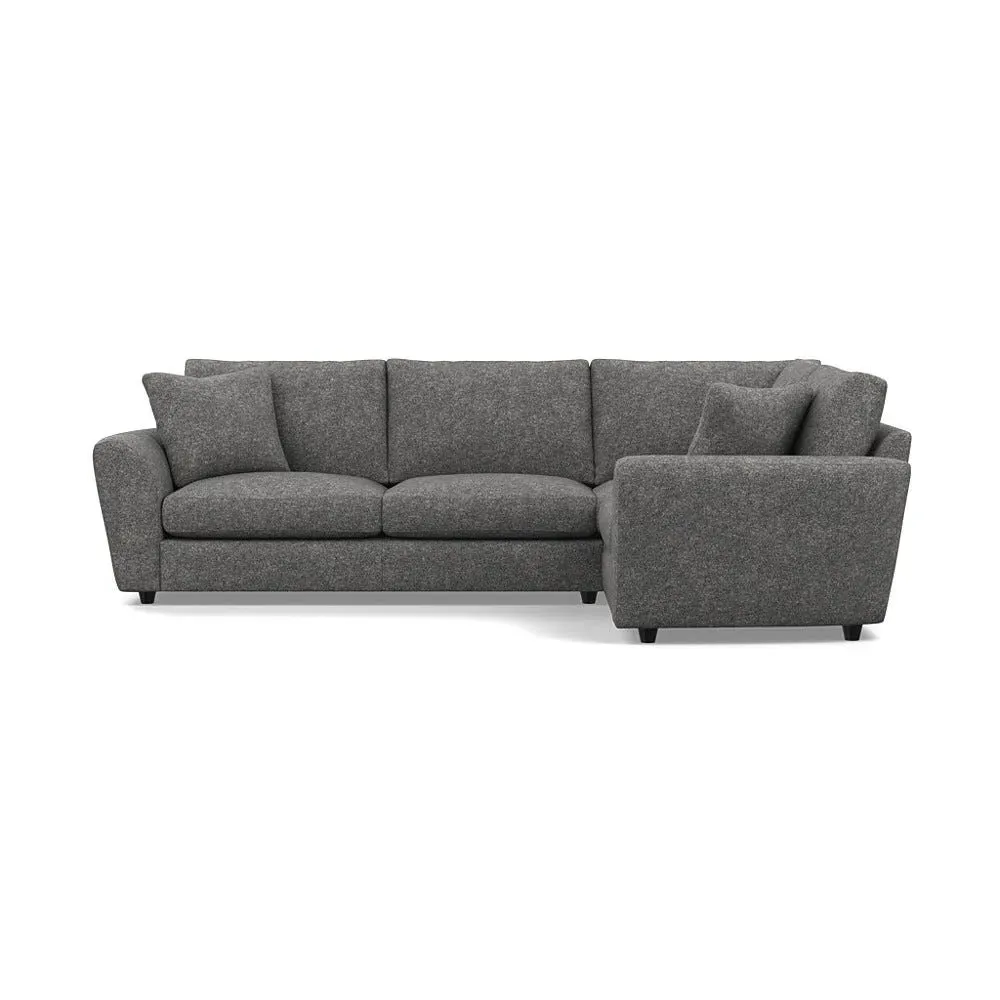 L-Shaped Corner Sofa with Curved Arms - Grey, Wool