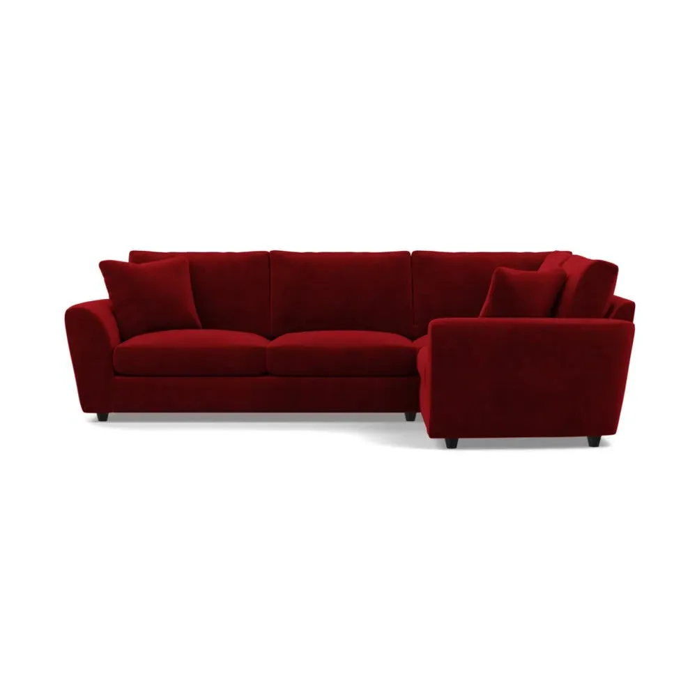 L-Shaped Corner Sofa with Curved Arms - Purple, Velvet