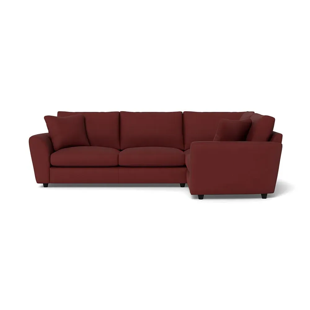 L-Shaped Corner Sofa with Curved Arms - Red, Linen