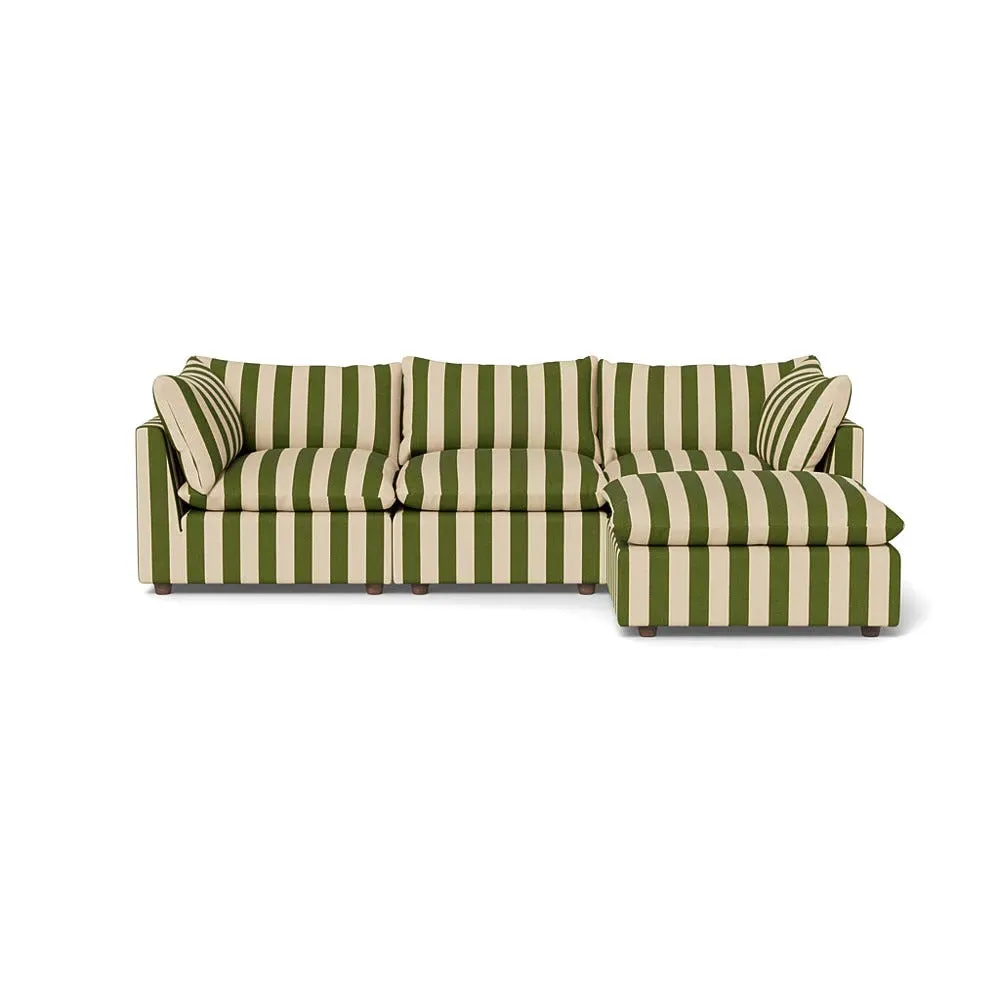 L-Shaped Corner Sofa with Stripe - Multi