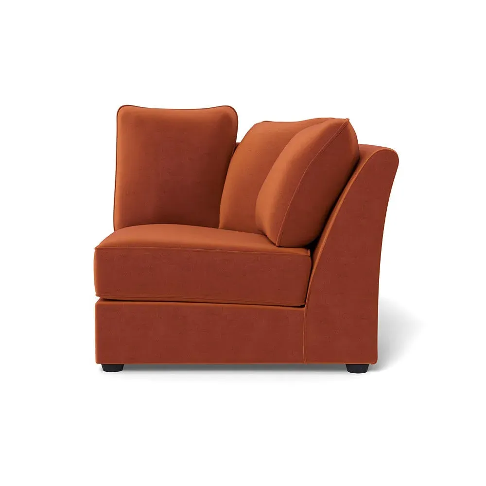 L-Shaped Corner Unit Curved - Brown, Velvet