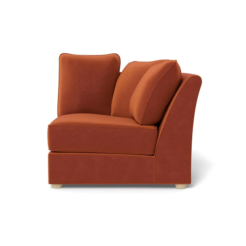 L-Shaped Corner Unit Curved - Brown, Velvet