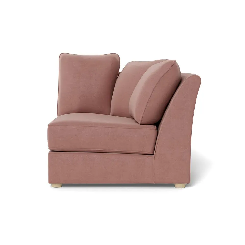 L-Shaped Corner Unit Curved - Pink, Velvet