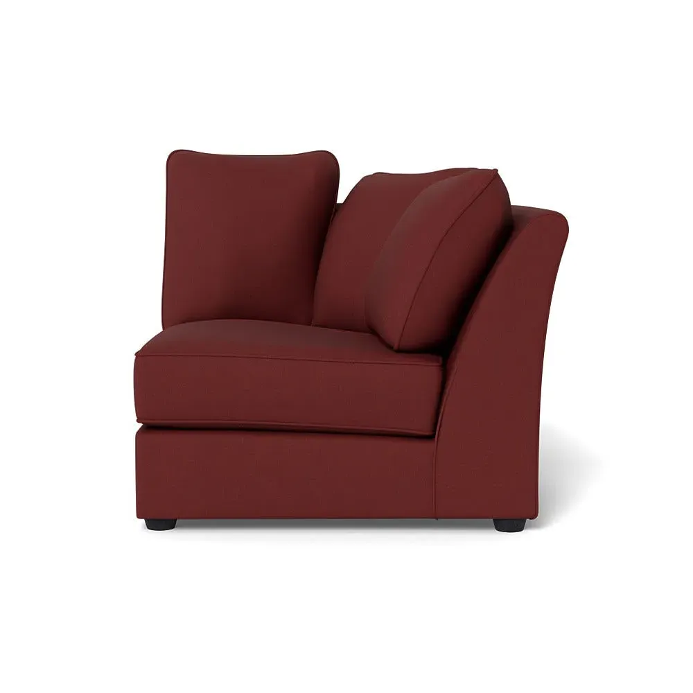 L-Shaped Corner Unit Curved - Red, Linen