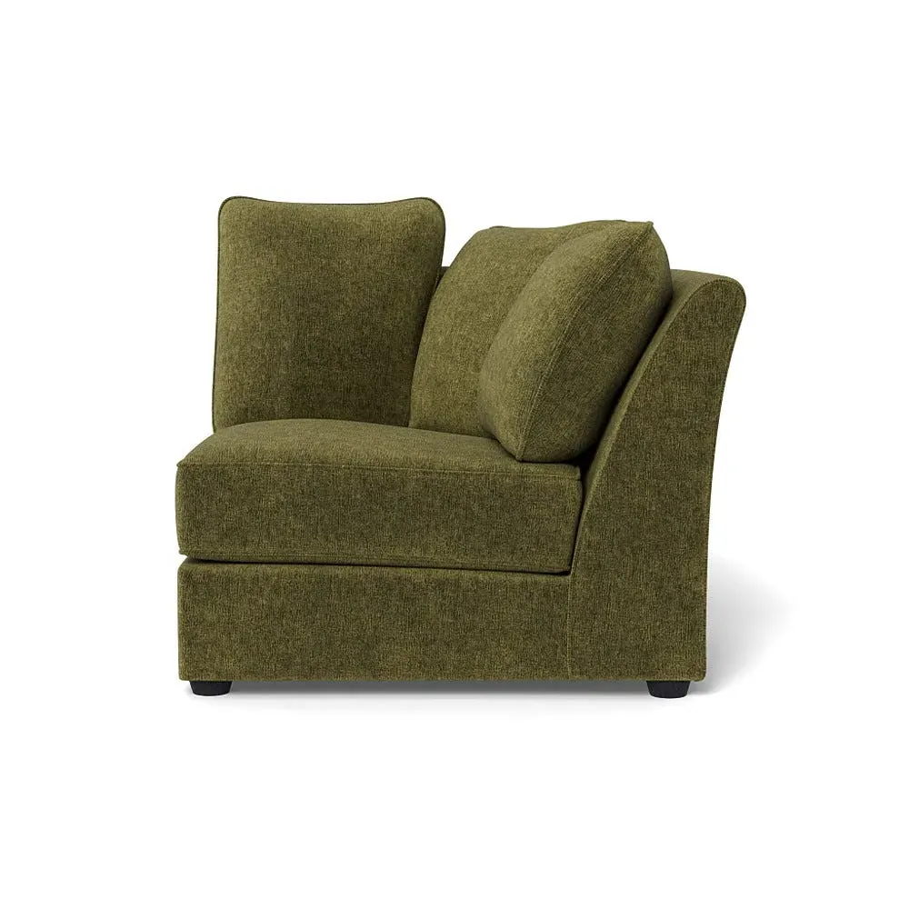 L-Shaped Corner Unit Left Hand - Green, Boucle