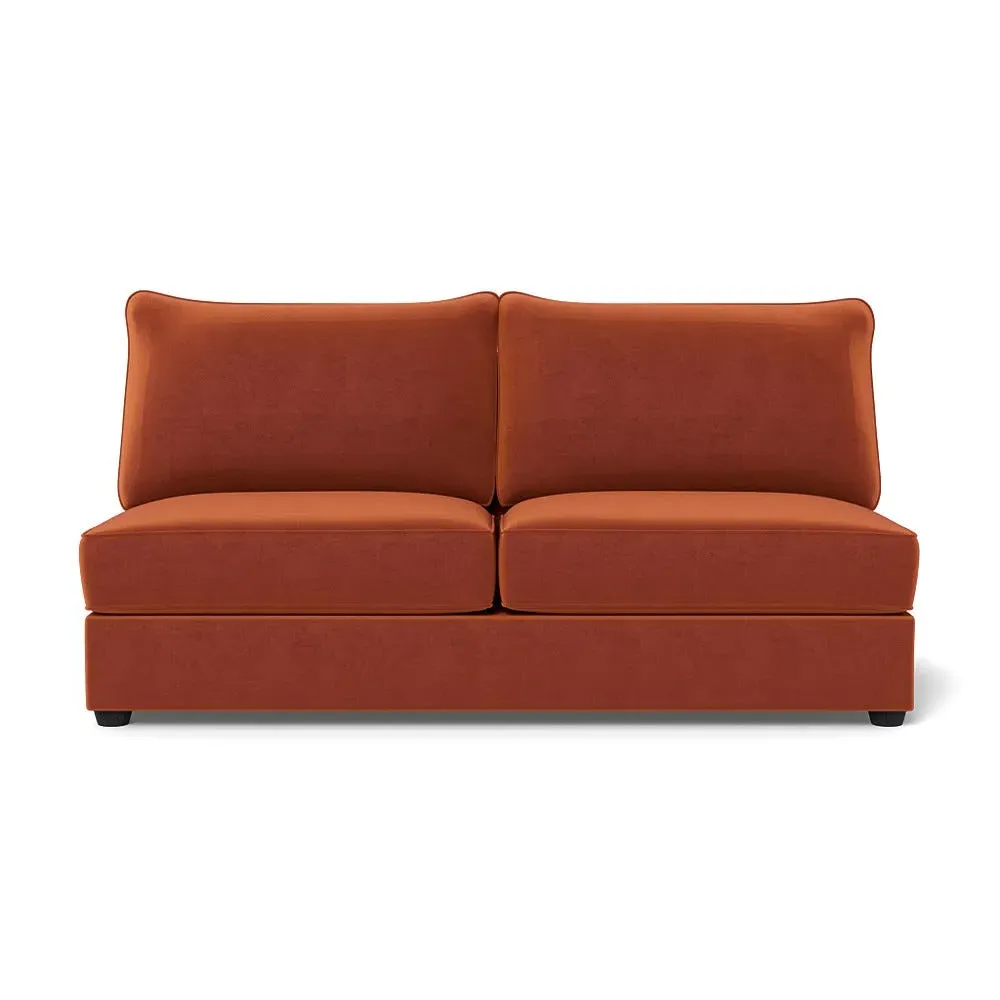 Large Armless Sofa Unit - Brown, Velvet
