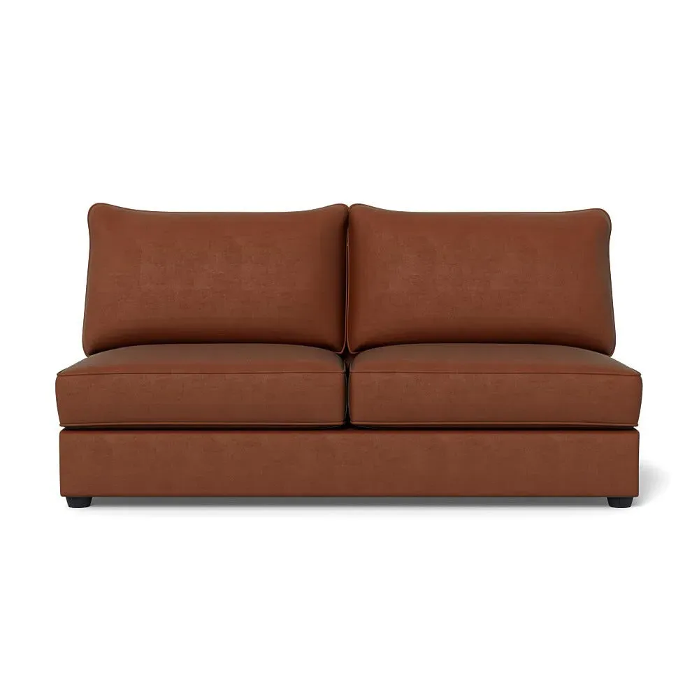 Large Armless Sofa Unit - Brown, Velvet