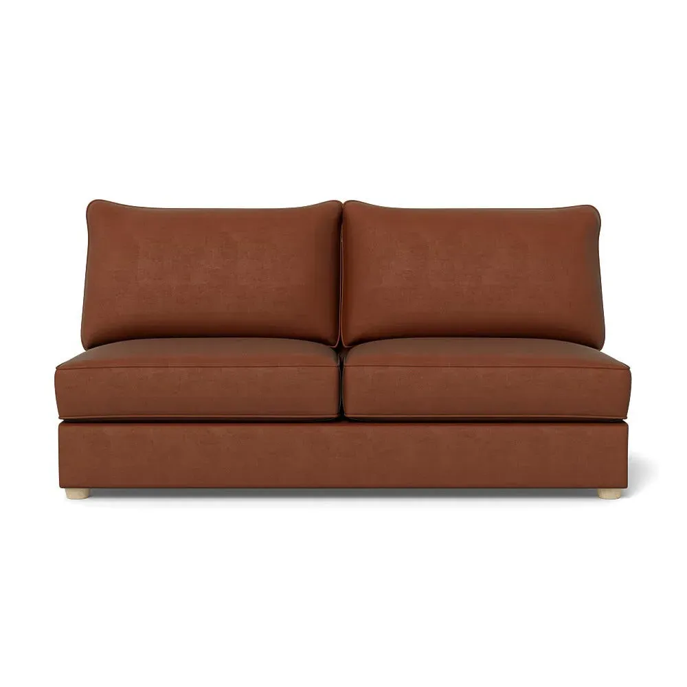 Large Armless Sofa Unit - Brown, Velvet