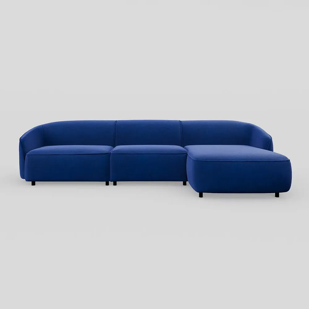 Large Chaise Sofa LHF - Blue, Velvet