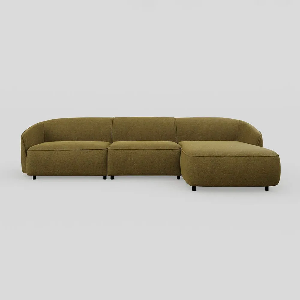 Large Chaise Sofa LHF - Green, Velvet