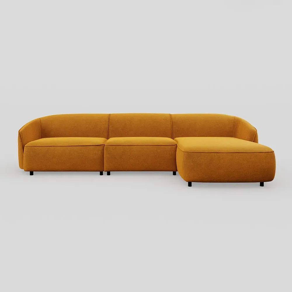 Large Chaise Sofa LHF - Yellow, Velvet
