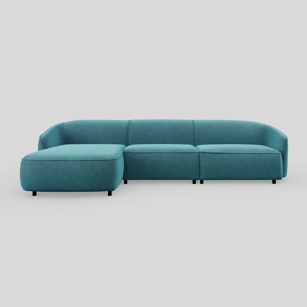 Large Chaise Sofa RHF - Blue, Velvet