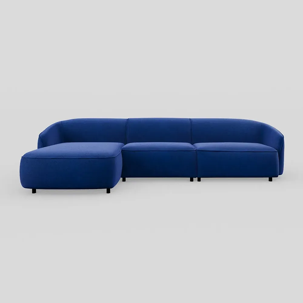 Large Chaise Sofa RHF - Blue, Velvet