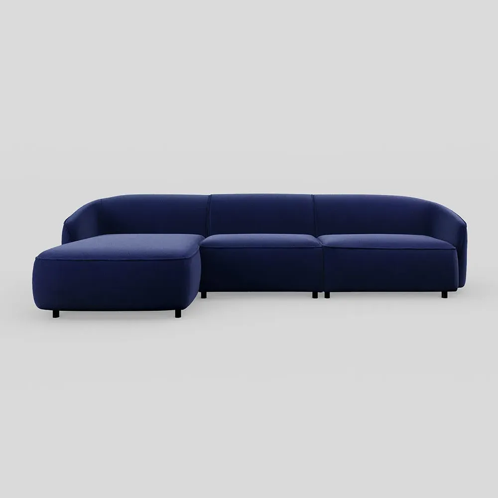 Large Chaise Sofa RHF - Blue, Velvet