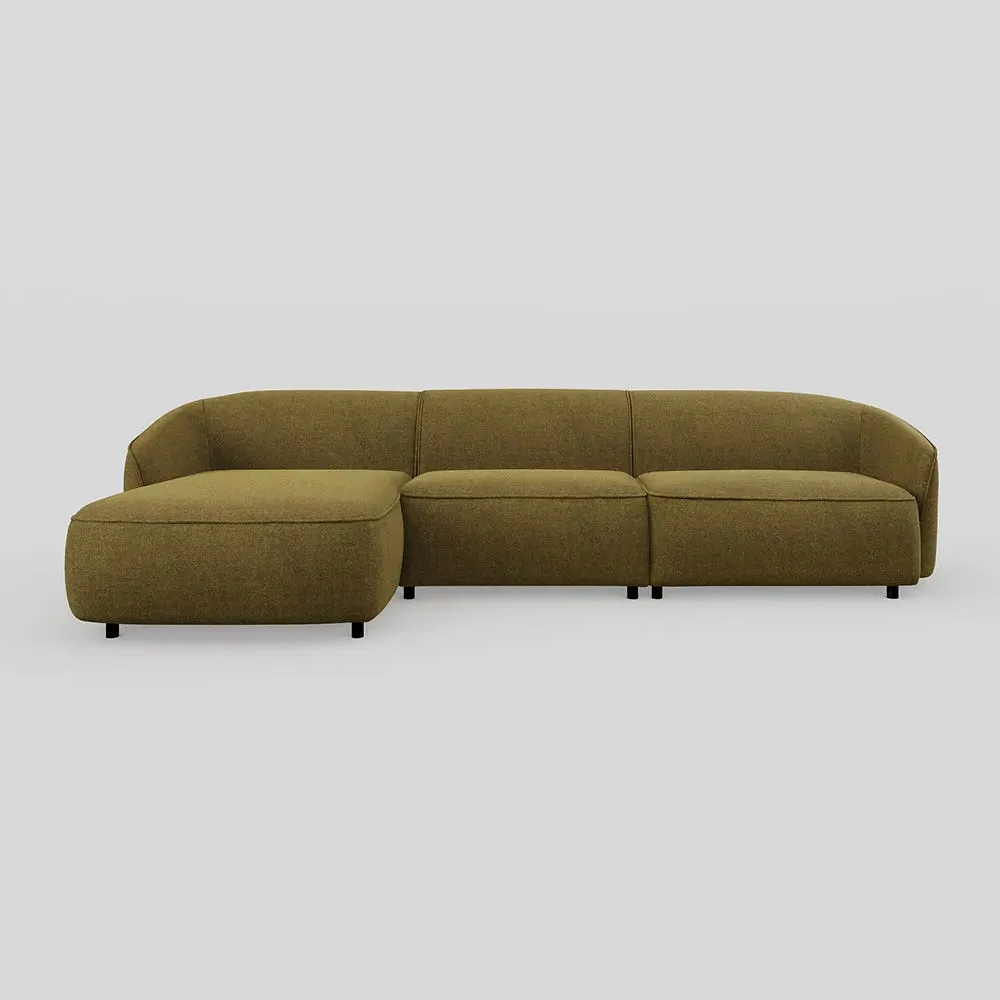 Large Chaise Sofa RHF - Green, Velvet