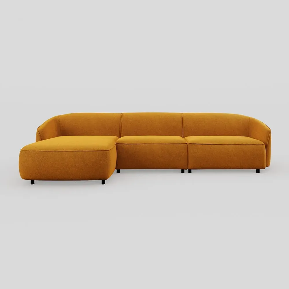 Large Chaise Sofa RHF - Yellow, Velvet
