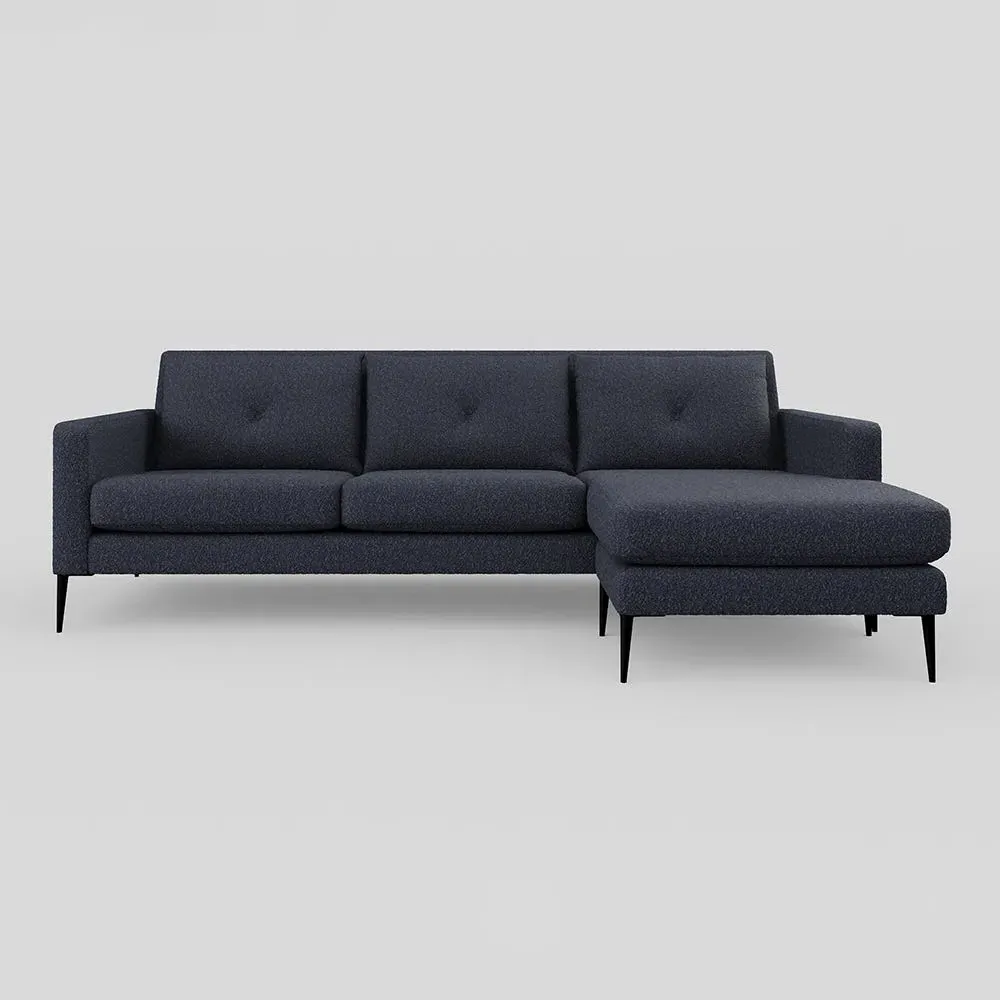 Large Corner Chaise Sofa - Blue, Boucle