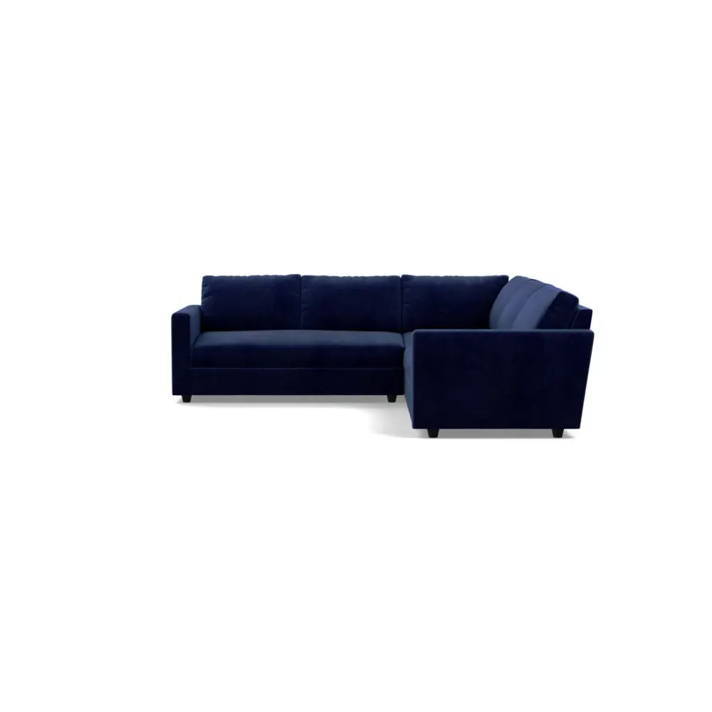 Large Corner Sofa with Cushions - Blue, Velvet