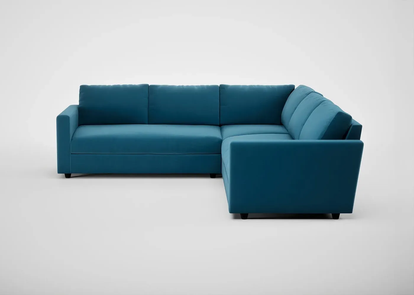 Large Corner Sofa with Cushions - Blue, Velvet