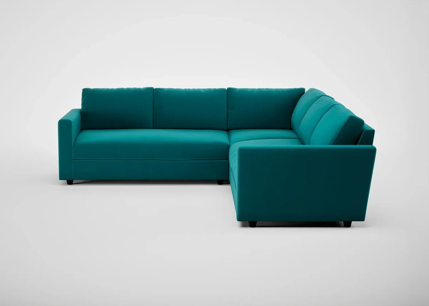 Large Corner Sofa with Cushions - Blue, Velvet