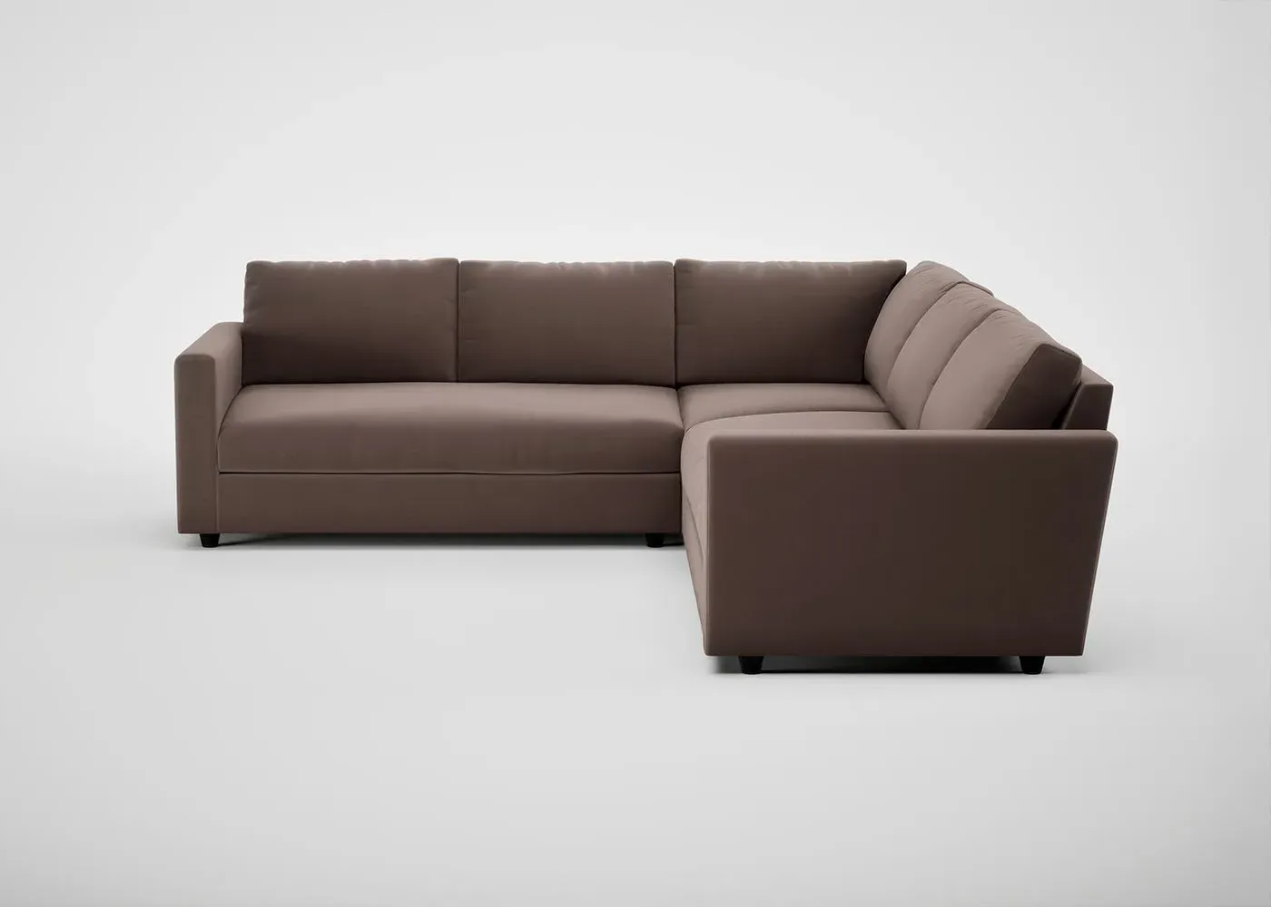Large Corner Sofa with Cushions - Brown, Velvet