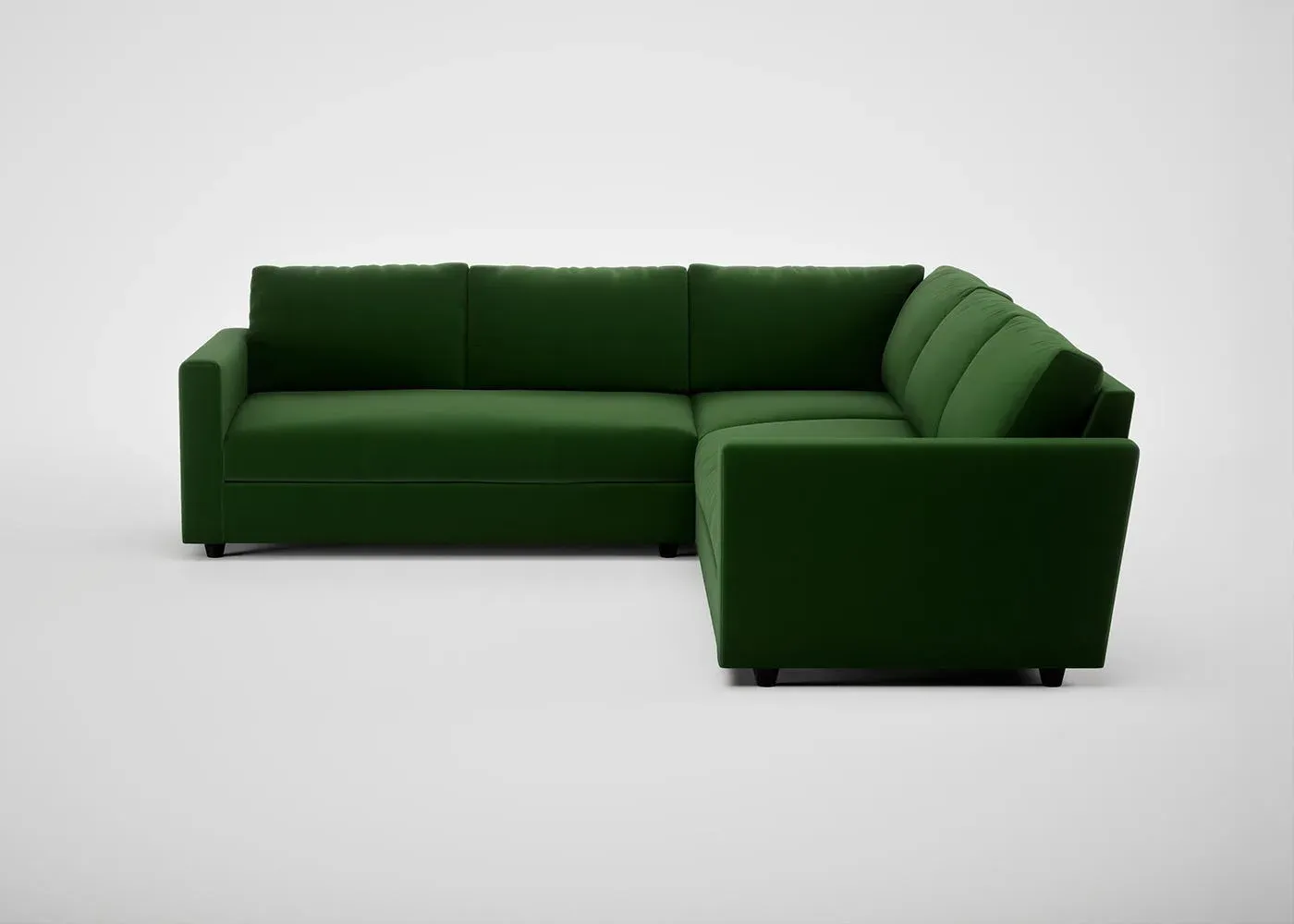 Large Corner Sofa with Cushions - Green, Velvet