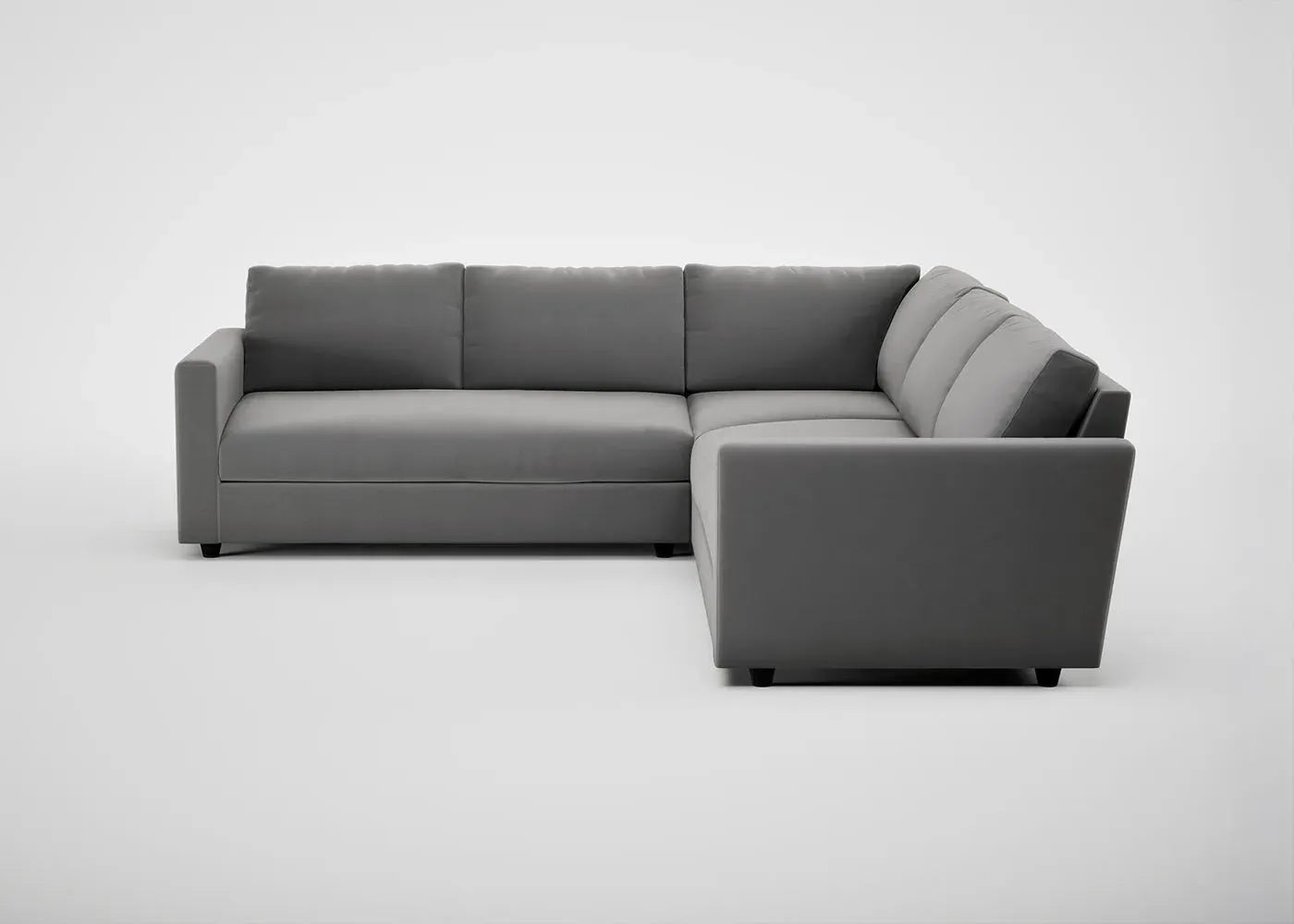 Large Corner Sofa with Cushions - Grey, Velvet