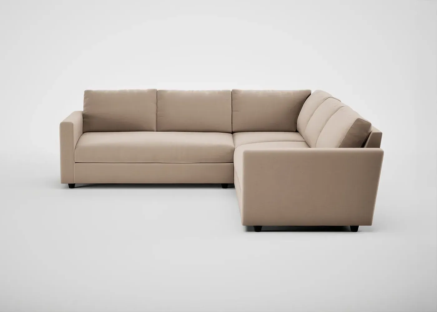 Large Corner Sofa with Cushions - Natural, Velvet