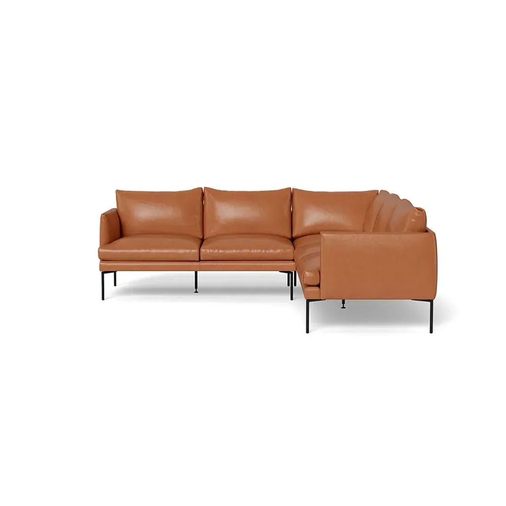 Large Corner Sofa with Pleated Detail - Brown, Leather