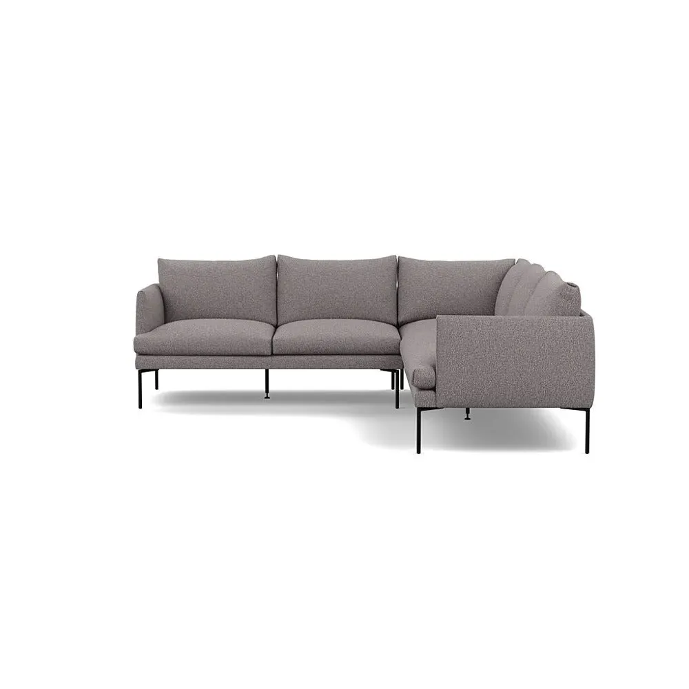 Large Corner Sofa with Pleated Detail - Grey, Boucle