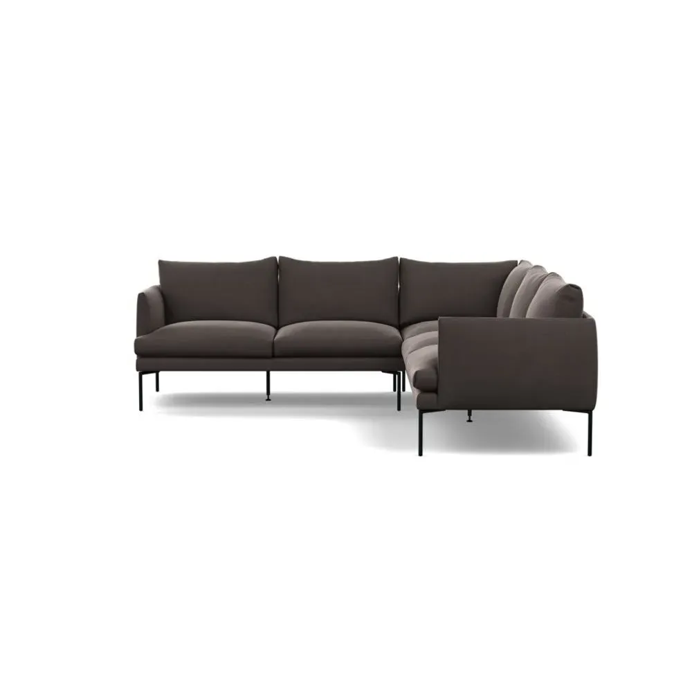 Large Corner Sofa with Pleated Detail - Grey, Velvet